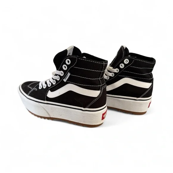 Vans Classic Black and White Platform High-Tops - Picture 5 of 7